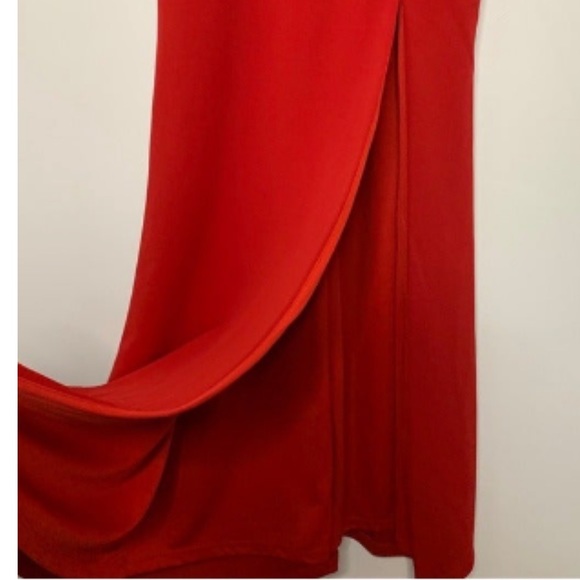 Lulus Aveline Crepe gown bright red off shoulder dress XL - Picture 3 of 9